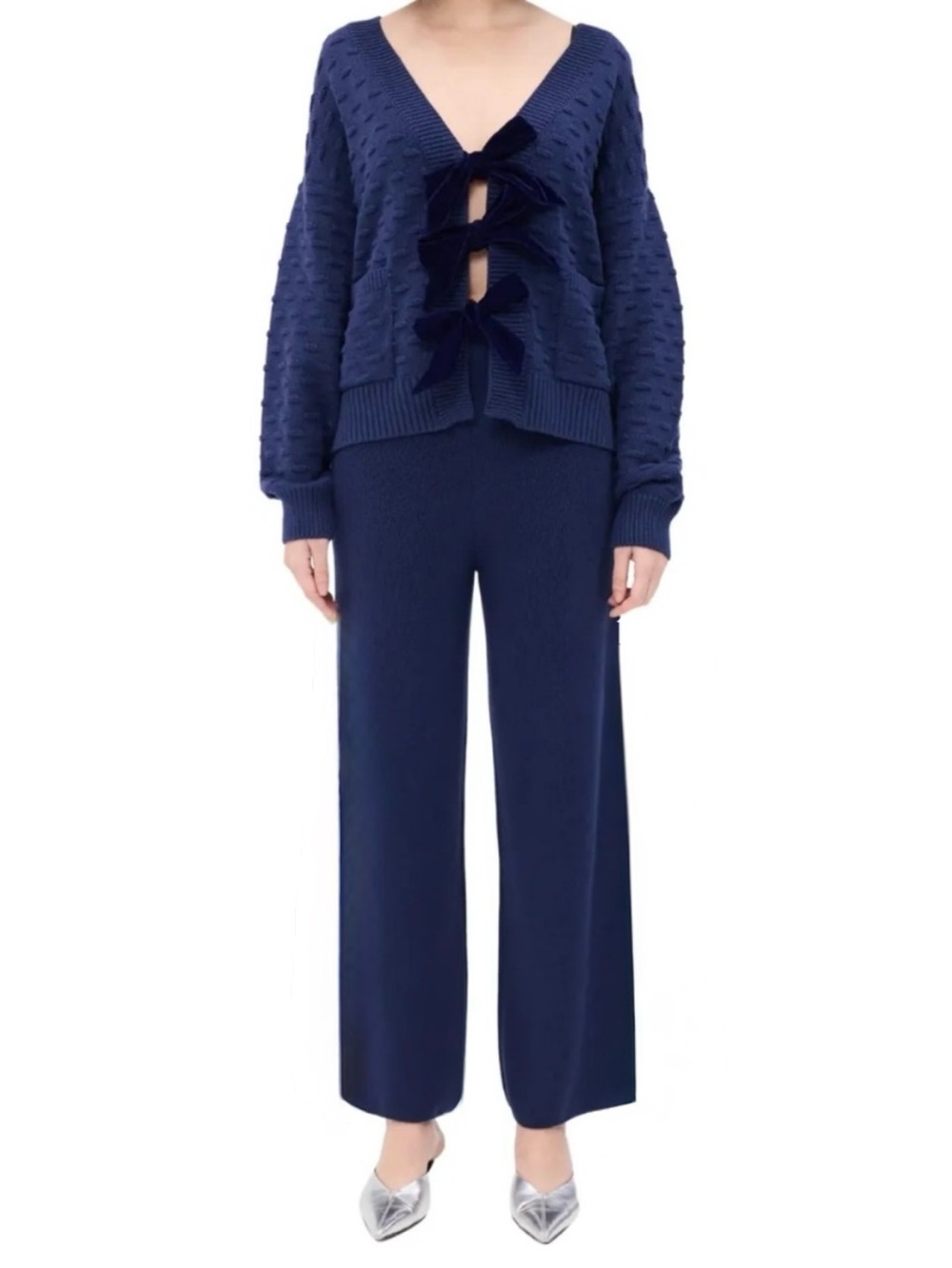 ST. JOHN, Navy Stretch Knit, Pleated Waist Pull-on Pants by Marie Gray, Size 12